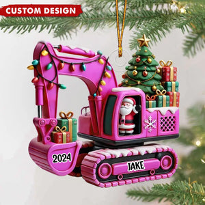 Excavator Construction Ornament - Personalized Christmas Gift For Grandkid