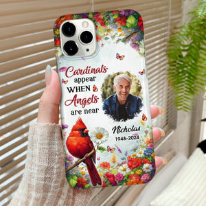 Memorial Red Cardinal Floral Personalized Phone Case