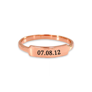 Personalized Delicate Dainty Bar Date Ring