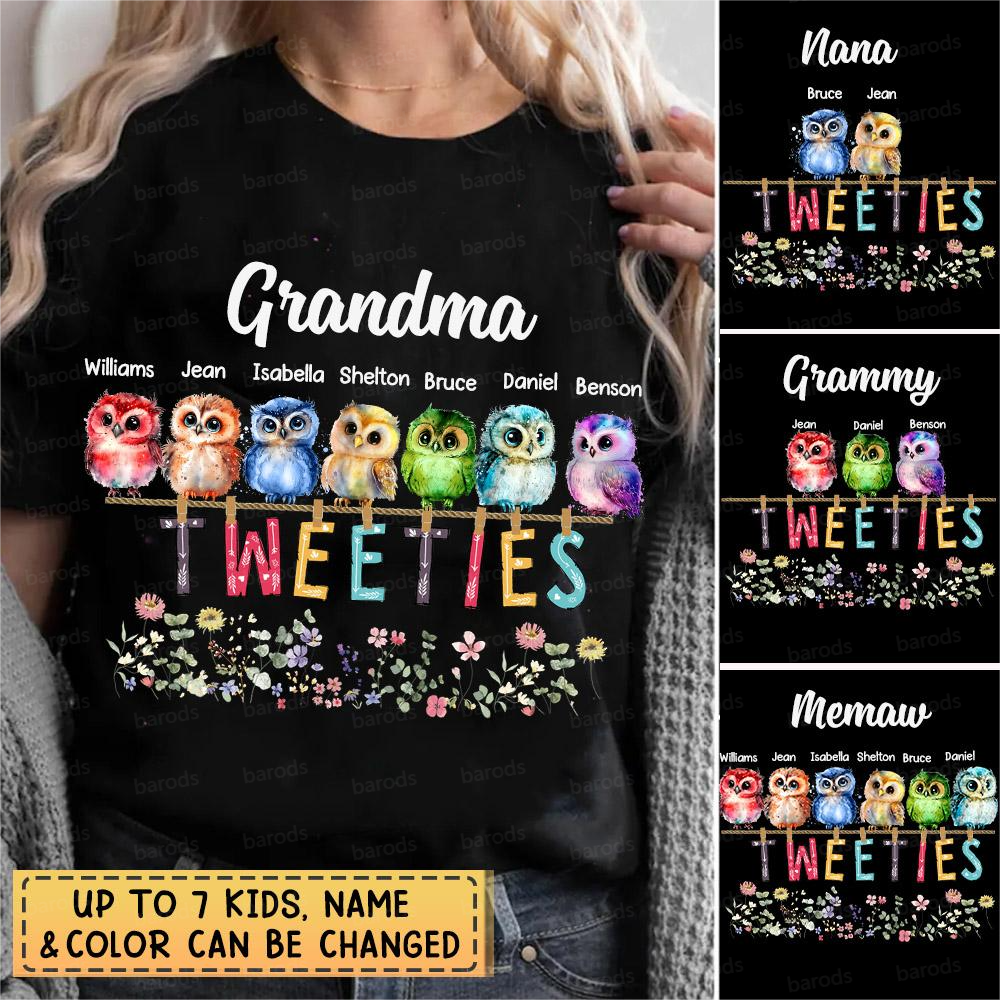 Personalized Grandma's Tweeties, Cute Little Birds Gift For Grandparents T-shirt