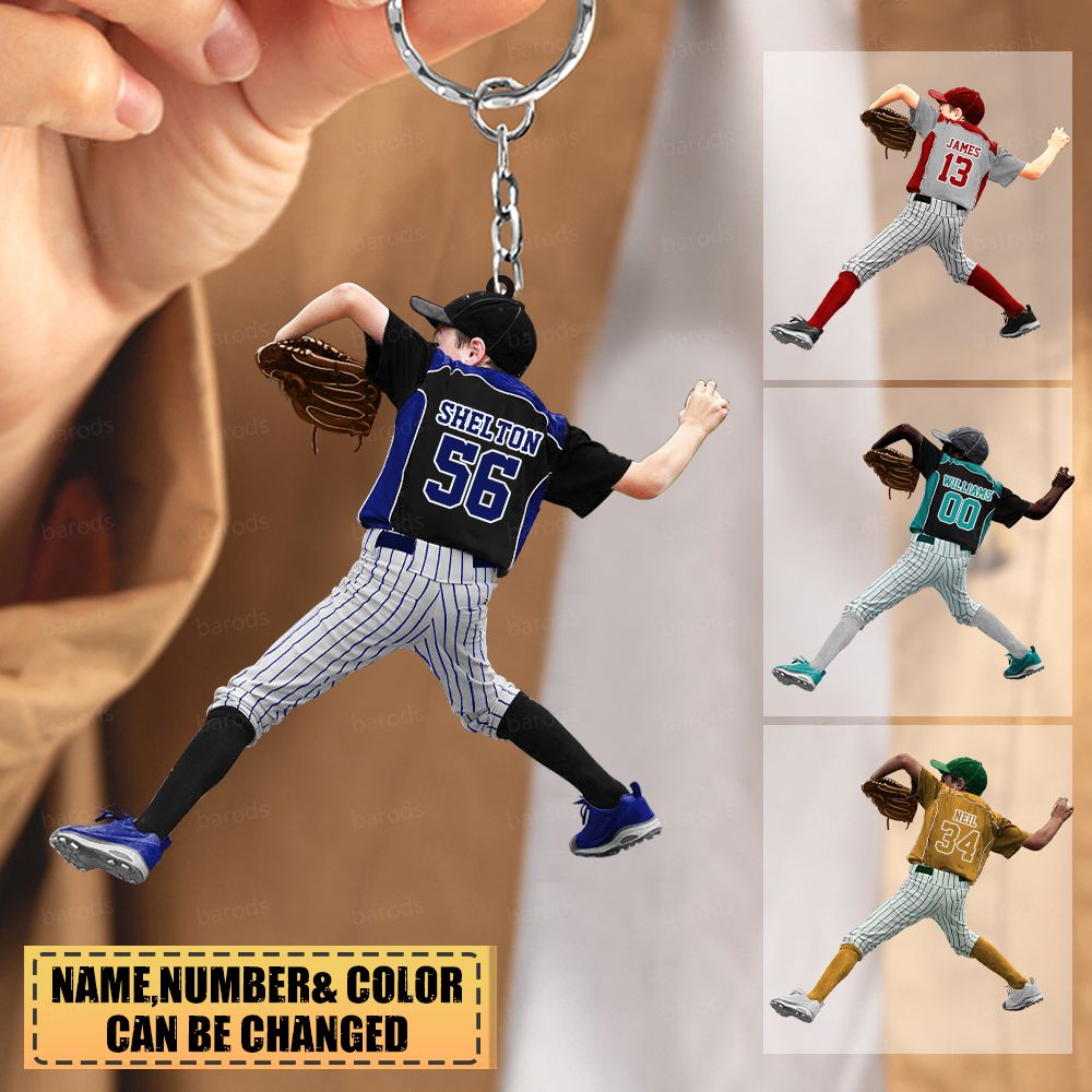 Personalized gift for Softball lover Acrylic Keychain-Baseball bowler