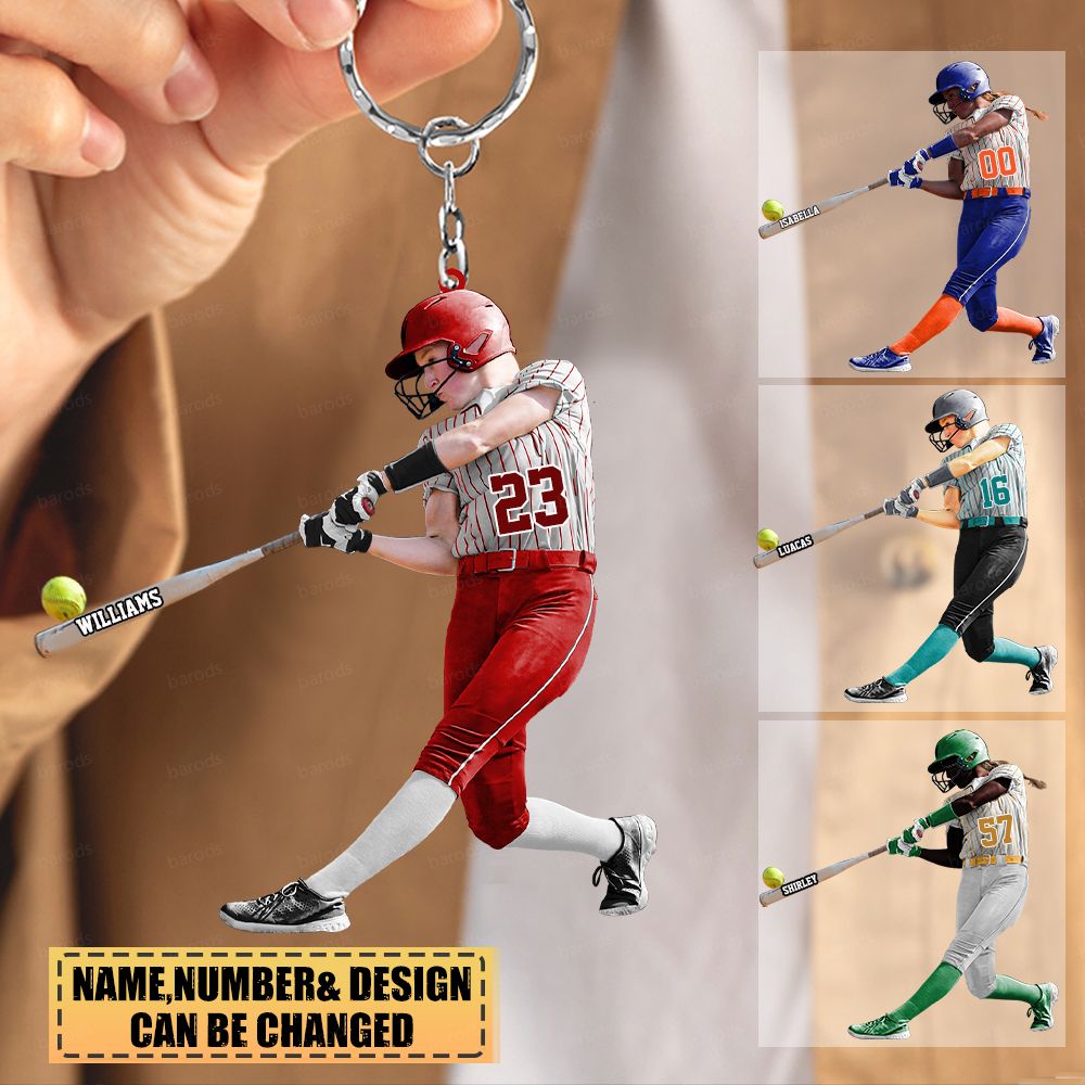 Personalized gift for Softball lover Acrylic Keychain--A Softball Hitter