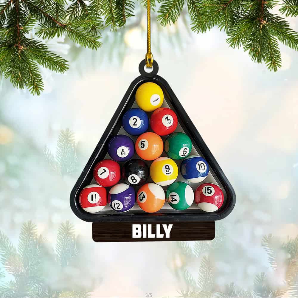 Gift For Pool Balls Lovers Personalized Billiard Christmas Ornament