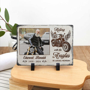 Personalized Motorcycle Memorial Stone Riding With The Angels Keepsake Gift