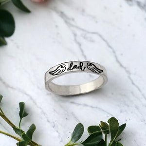 Personalized Wings Memorial Rings Set of 2 Stacking Ring