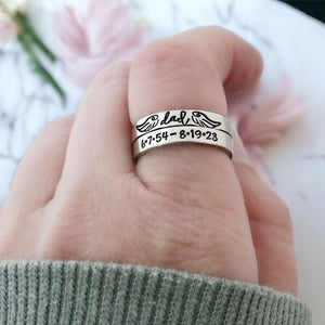 Personalized Wings Memorial Rings Set of 2 Stacking Ring