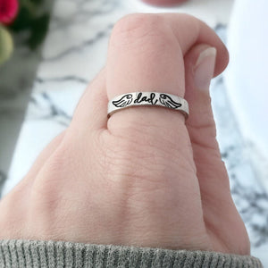 Personalized Wings Memorial Rings Set of 2 Stacking Ring