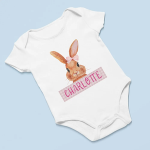 Cute Easter Bunny Custom Name Gift For Baby Personalized Baby Shirt Baby Onesie