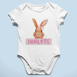 Cute Easter Bunny Custom Name Gift For Baby Personalized Baby Shirt Baby Onesie