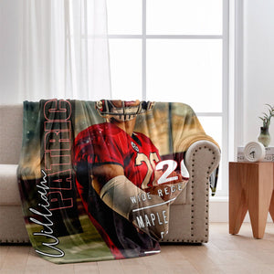 Personalized Photo Name Football Blanket