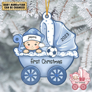 Baby's First Christmas, Baby Carriage, Custom Gift for Baby - Personalized Acrylic Ornament