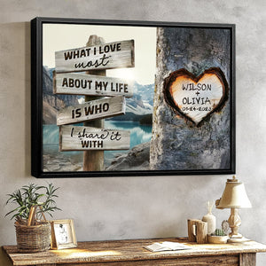 Rustic Tree Carving What I Love Most - Personalized Unique Couple’s Gift Canvas Wall Art