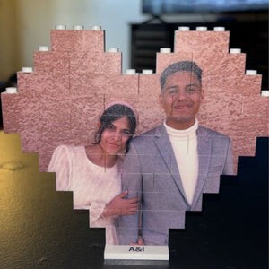 Personalized Heart Shape Custom Photo Couples Brick Puzzle