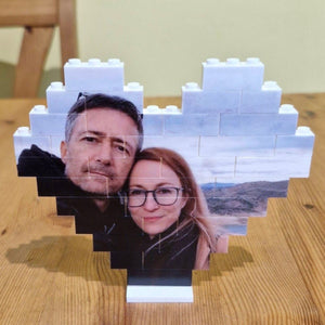 Personalized Heart Shape Custom Photo Couples Brick Puzzle