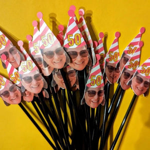 Personalized Drink Stirrers With Face Party Decorations