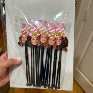 Personalized Drink Stirrers With Face Party Decorations