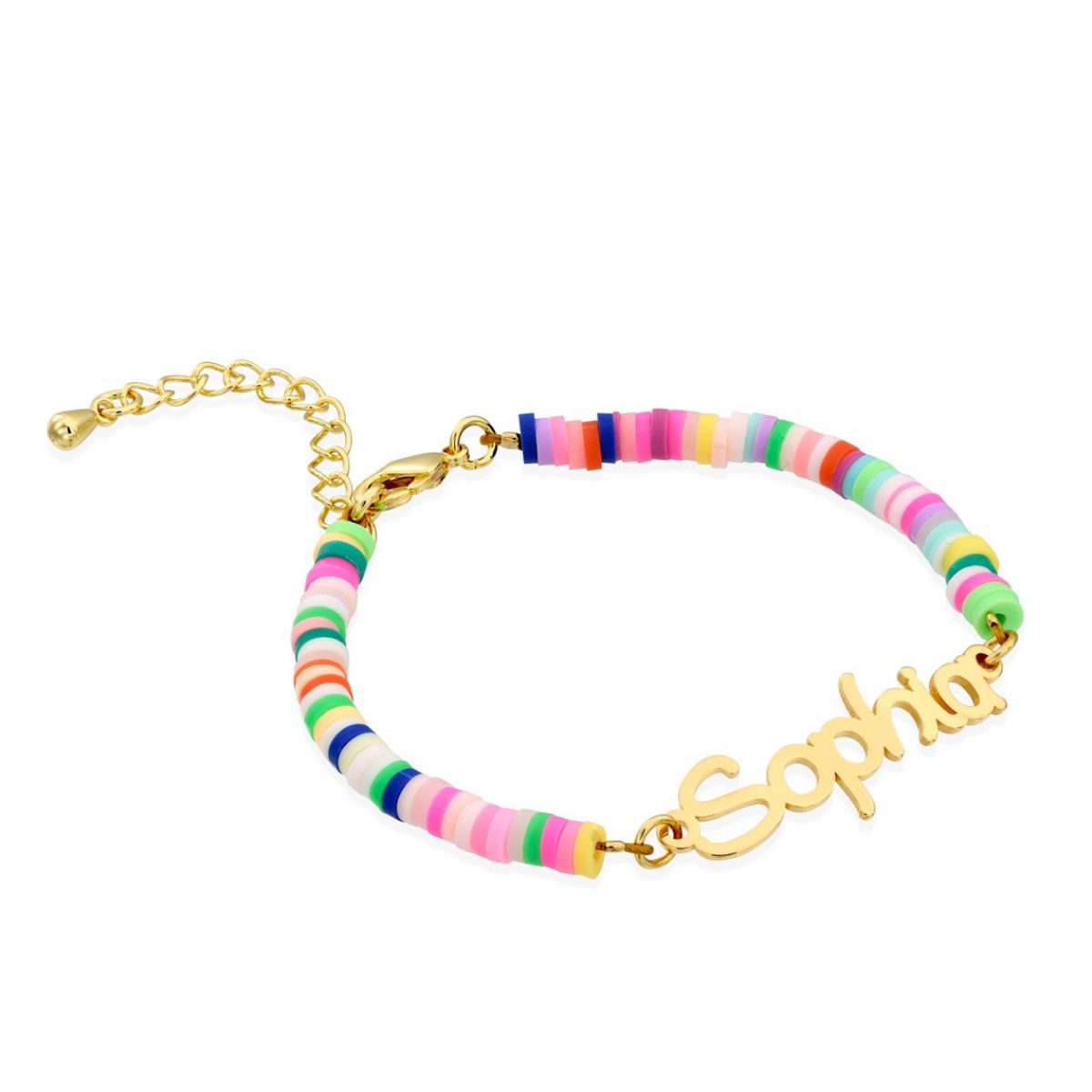 Personalized Kids Name Bracelet with Rainbow chain