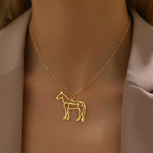 Personalized Horse Silhouette Necklace with Name Gift for Horse Lovers