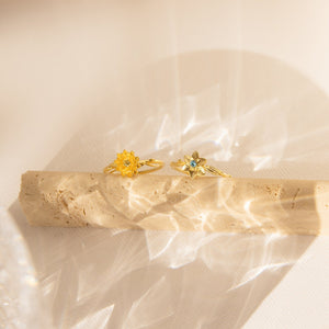 Personalized Birth Flower Birthstone Ring