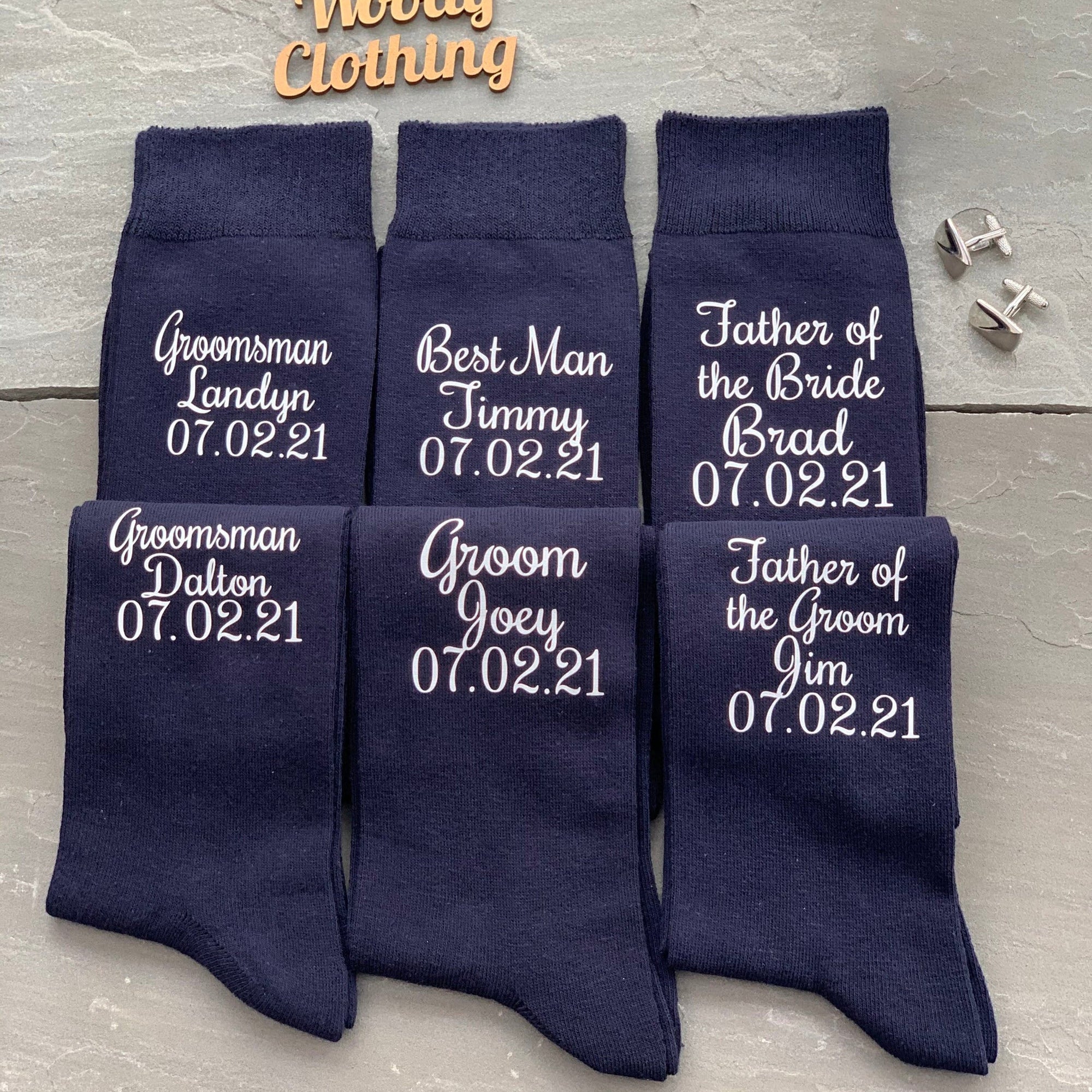 Personalized Dark Navy Groom, Best Man Socks