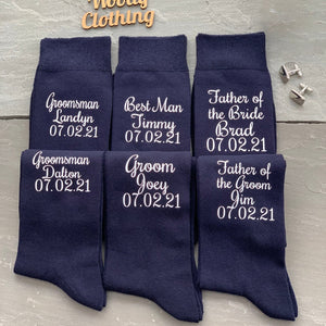 Personalized Dark Navy Groom, Best Man Socks