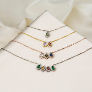 Personalized Grandma Mom Tears Of Joy 1-7 Teardrop Birthstone Necklace