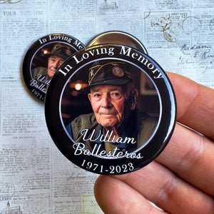 Personalized Memorial Photo Button Pin Gift for Loss of Loved One