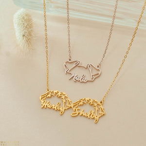 Personalized Cute Dog Cat Breed Ears Necklace