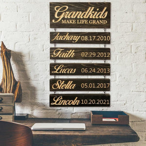 Personalized Wooden Sign-Grandkids make life grand