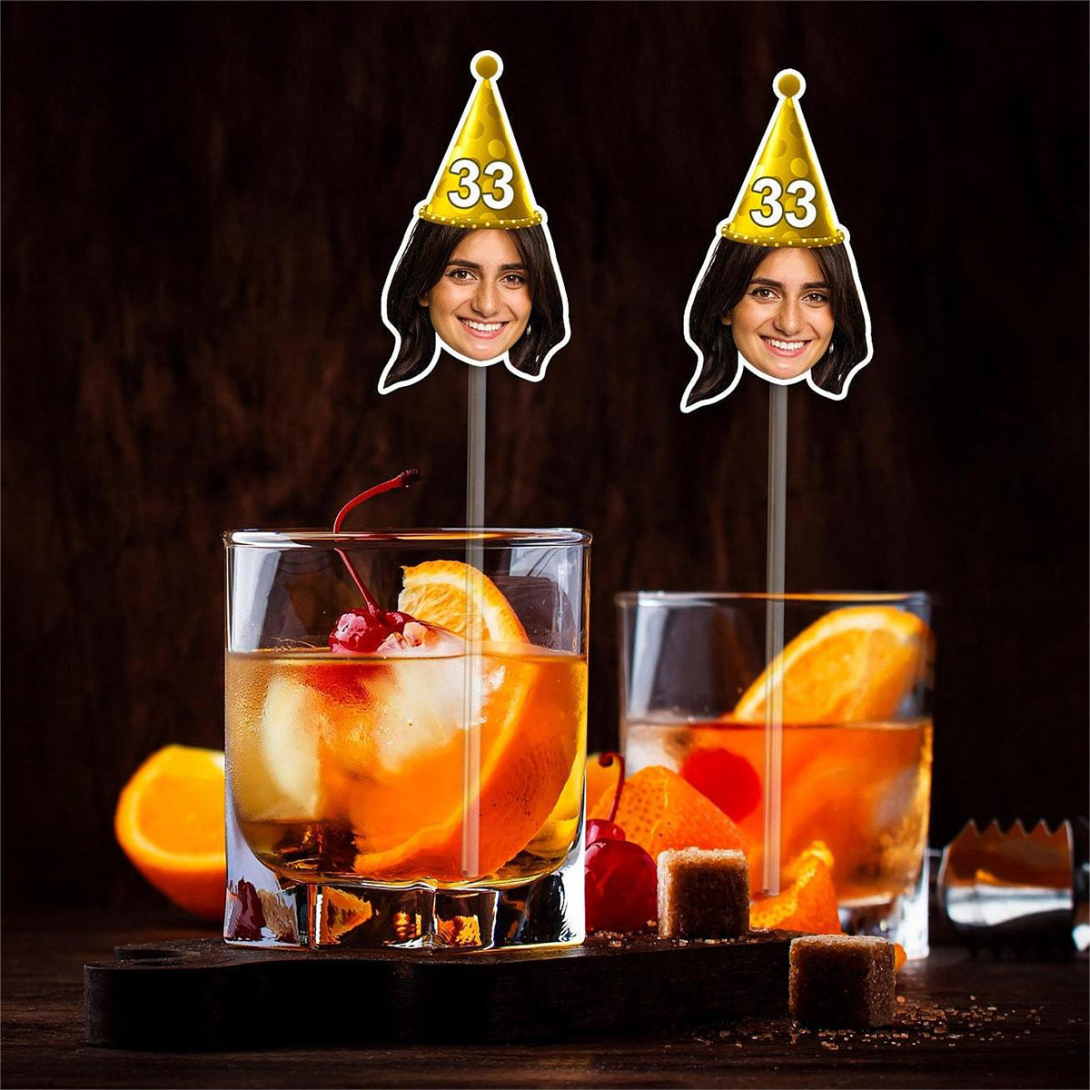 Personalized Clear Drink Stirrers With Face Party Decorations