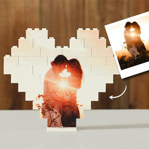 Personalized Heart Shape Custom Photo Couples Brick Puzzle