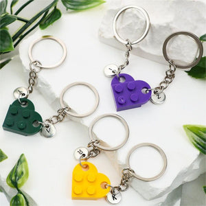 Personalized Initial Heart Couple Keychain Set