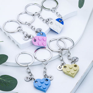 Personalized Initial Heart Couple Keychain Set