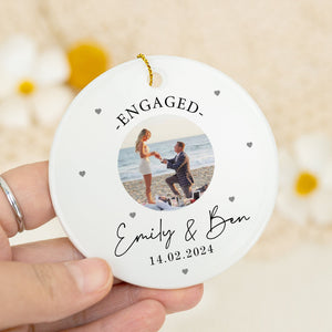 Engagement Ornament - Custom Photo Gift Ceramic Ornament