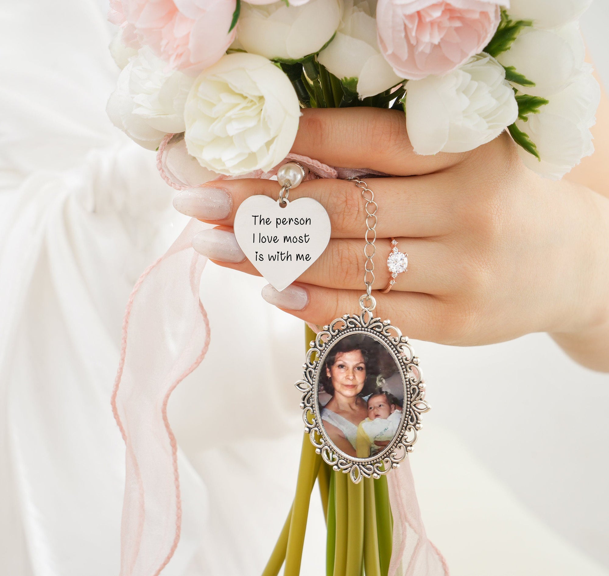 Personalized Photo Charm for Bridal Memorial Bouquet Charm Pendant