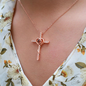 Personalized Memorial Cross Projection Necklace