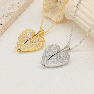 Personalized Heart Shaped Angel Wings Photo Memorial Necklace