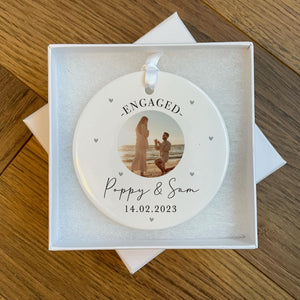 Engagement Ornament - Custom Photo Gift Ceramic Ornament