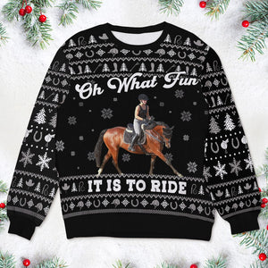 Personalized  Photo Gifts For Horse Riding Lovers Ugly Sweater