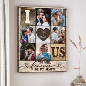 Personalized I Heart Us Photo Collage Canvas Poster, Couple Valentine’s Day Gift