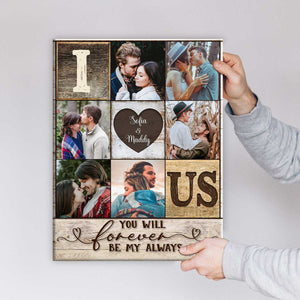 Personalized I Heart Us Photo Collage Canvas Poster, Couple Valentine’s Day Gift