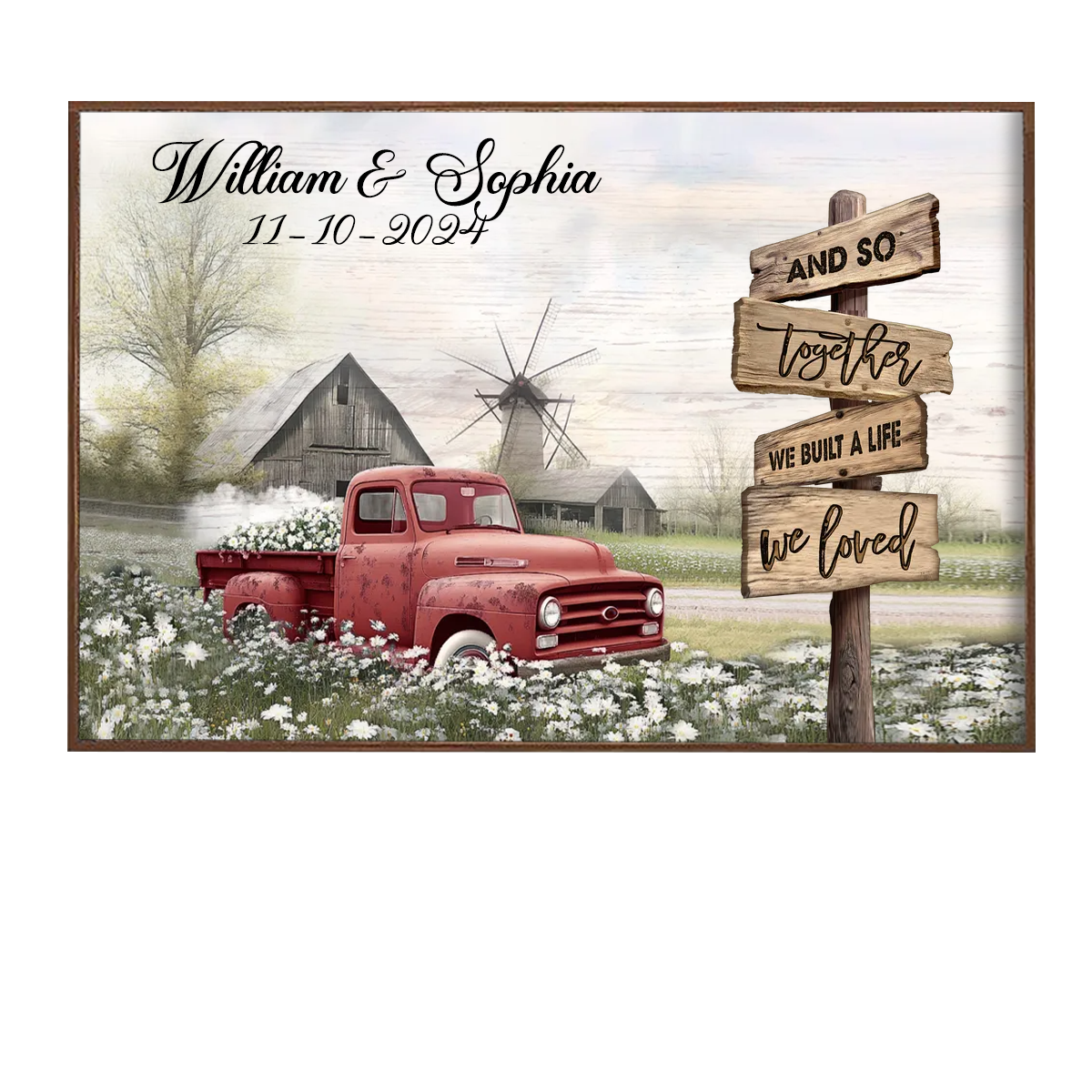 Best Couple Anniversary Gifts Personalized Farmhouse Old Truck Canvas/Poster