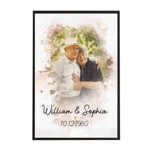 Personalized Watercolor Photo Couple Poster