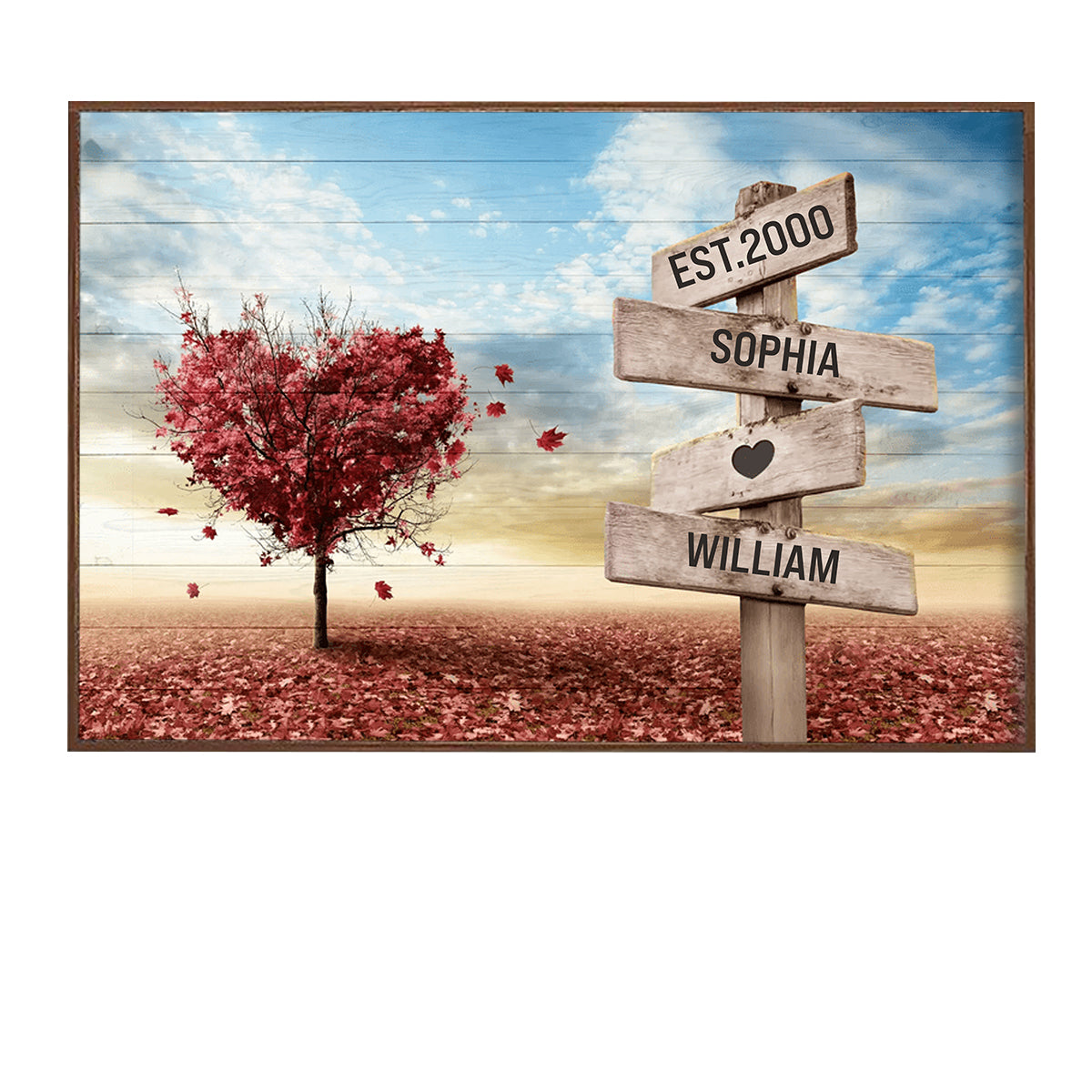 Personalized Couple Gift Red Heart Tree Name Sign Poster