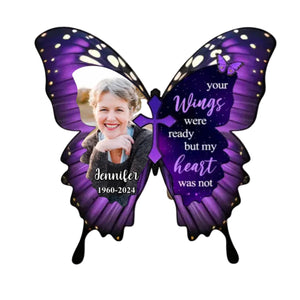 Your Wings Were Ready But My Heart Was Not - Personalized Memorial Car Visor Clip