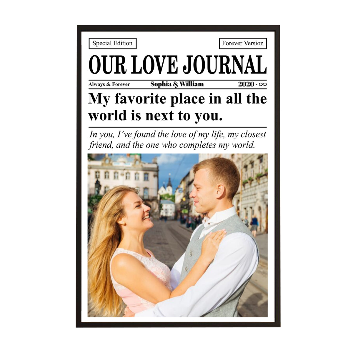 Couple Newspaper Anniversary Photo Collage Personalized Poster