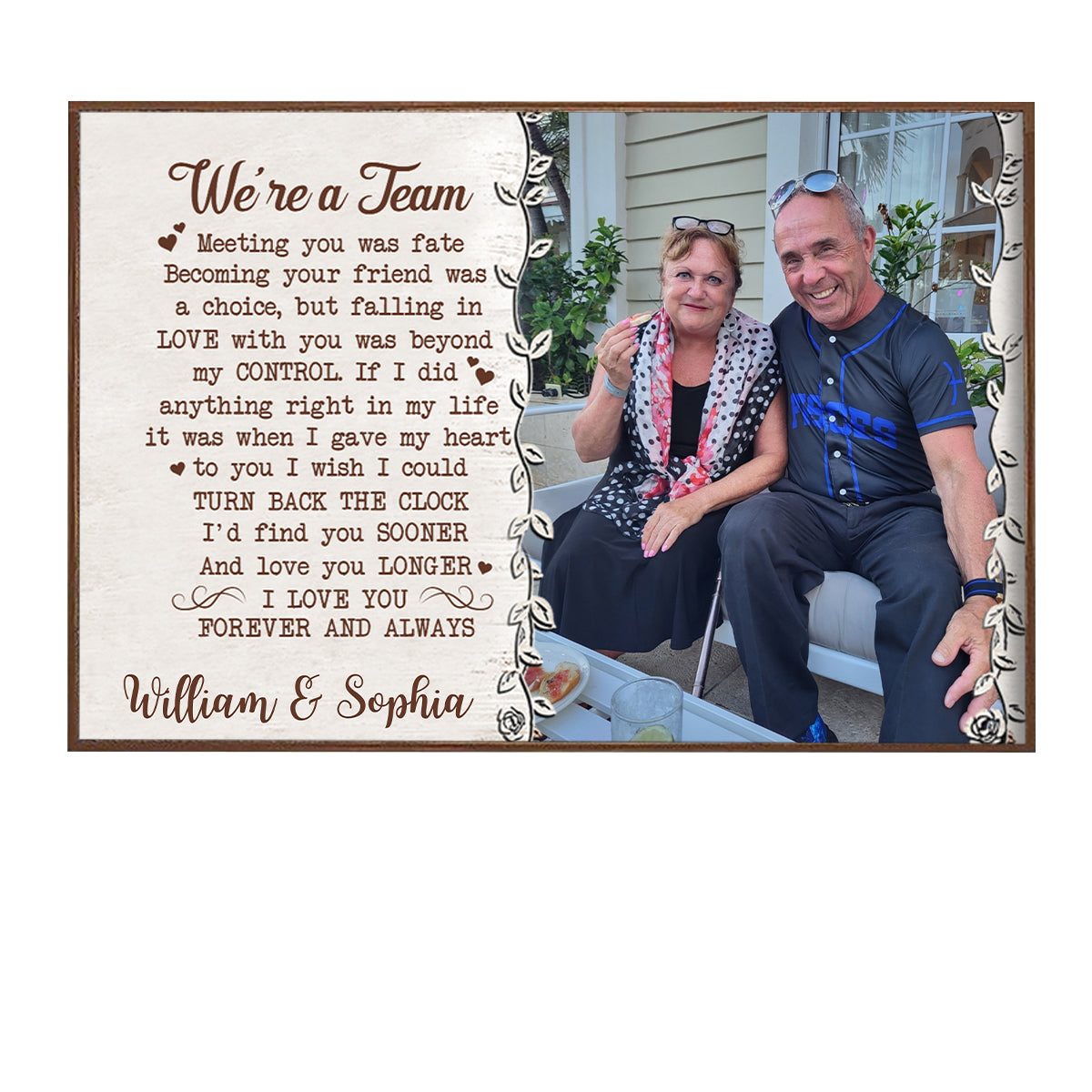 We're a Team Personalized Custom Photo Couple Canvas/Poster