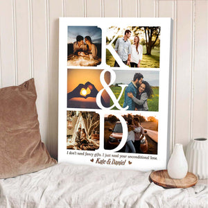 Personalized Couples Canvas Print, Photo Collage Gift For Couple, Engagement Gift