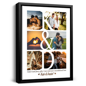 Personalized Couples Canvas Print, Photo Collage Gift For Couple, Engagement Gift