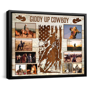 Cowboy Photo Collage - Custom Western Cowboy Riding Horse Canvas